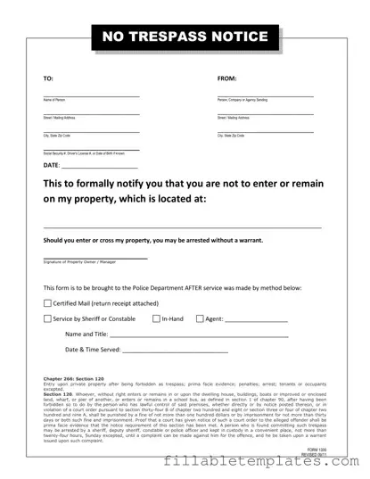 Official No Trespassing Letter Template in PDF