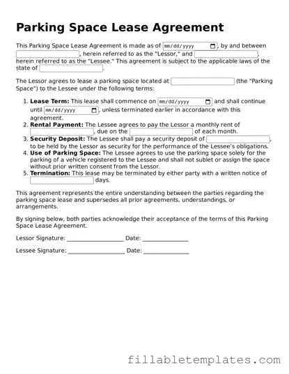 Printable Parking Space Lease Agreement Form