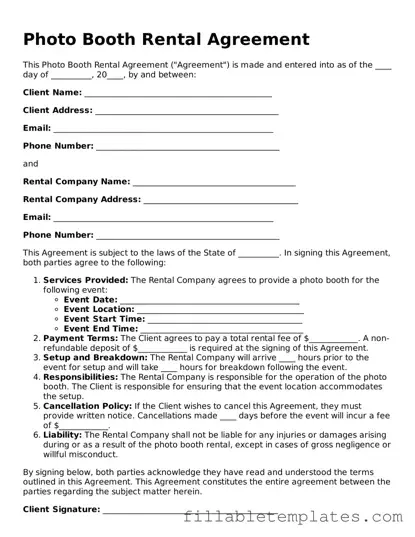 Printable Photo Booth Rental Agreement Form