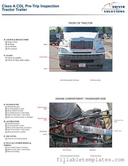 Official Pre Trip Inspection Checklist Template in PDF