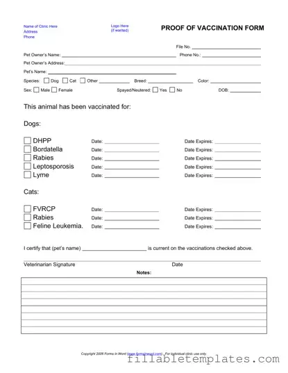 Official Proof Of Vaccination Dog Template in PDF