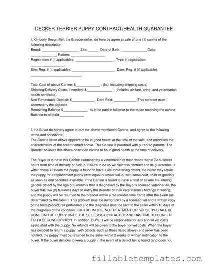 Official Health Guarantee Template in PDF