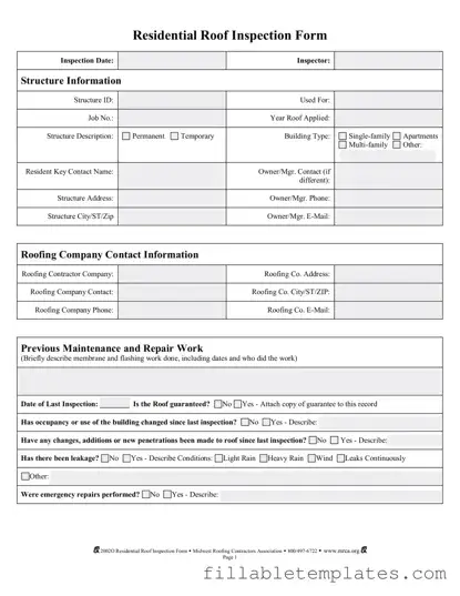 Official Roof Inspection Template in PDF