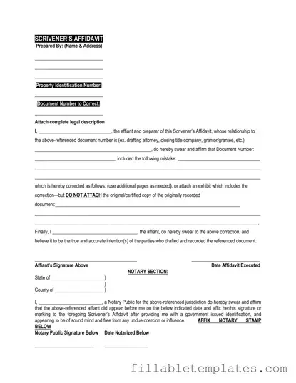 Official Scrivener's Affidavit Template in PDF