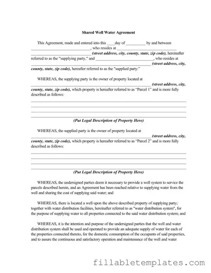 Official Shared Well Agreement Template in PDF