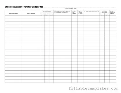 Official Stock Transfer Ledger Template in PDF