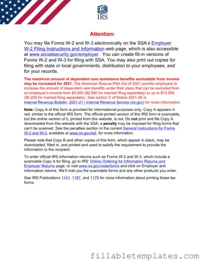 Official IRS W-2 Template in PDF