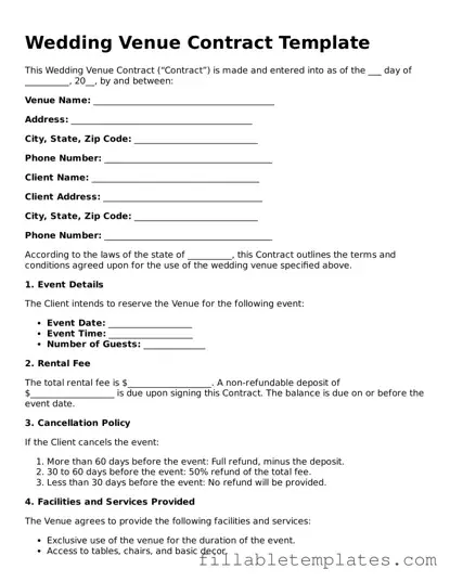 Printable Wedding Venue Contract Form