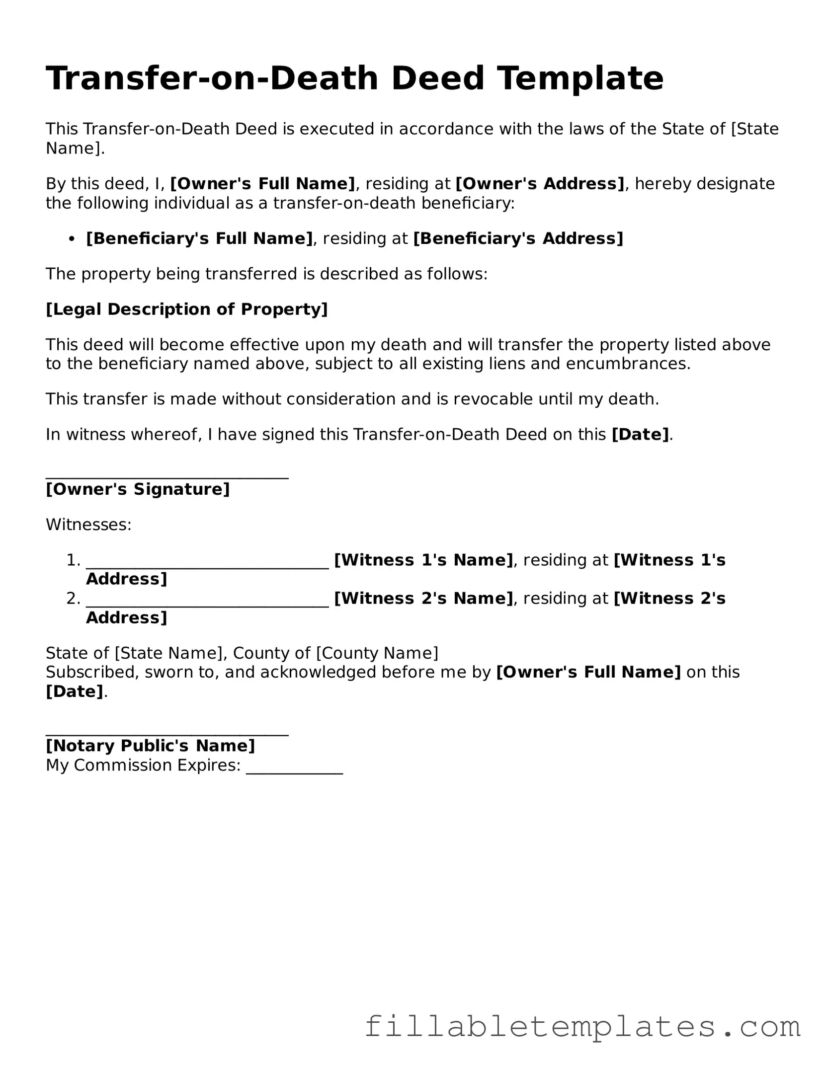 Printable Transfer-on-Death Deed Form