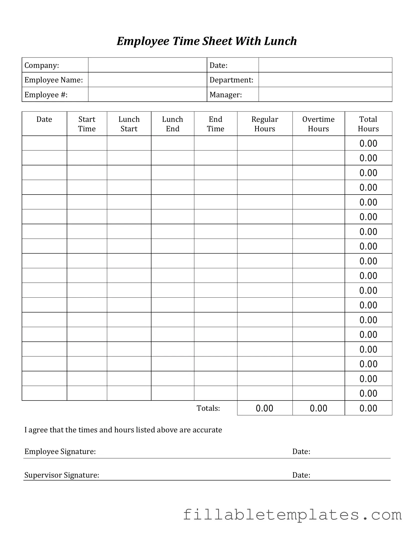 Official Time Card Template in PDF